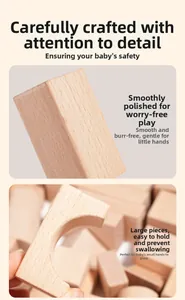 Macro view of smooth burr-free beech wood blocks with rounded edges for safe kids' play