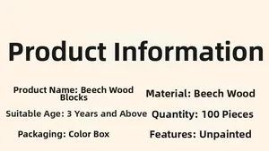 Specifications of 100pcs unpainted beech wood blocks for children aged 3 and above