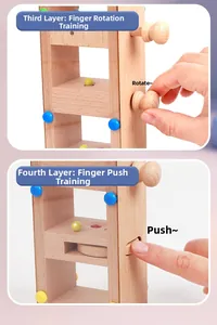 Close-up of wooden Montessori toy for finger rotation and fine motor skill training
