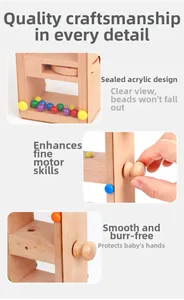 Detail of wooden toy with sealed acrylic cover and smooth edges for fine motor skills