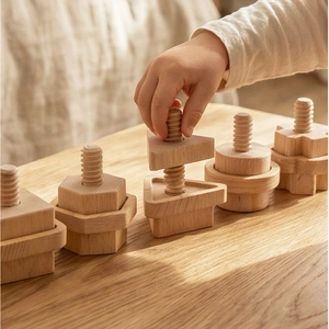 Montessori wooden screw and nut pairing set for children fine motor skills training