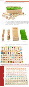 Detailed set of wooden sorting box with 80 bilingual learning cards for kids' education