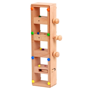 Educational wooden ball track puzzle tower for toddler early learning and coordination