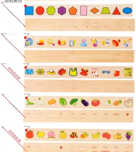Detailed set of 50 wooden educational cognitive blocks for kids featuring various themes