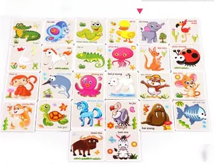 Detail view of 26 alphabet animal cognitive cards for preschool learning and early education