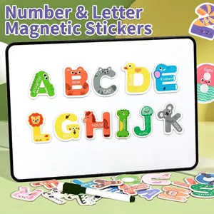 Wooden Magnetic Drawing Board Animal Alphabet Number Magnets Early Learning Educational Writing Toy For Toddlers Children