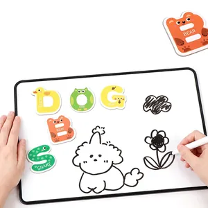 Kids magnetic dry erase board set with animal alphabet letters for early education learning