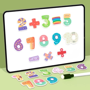 Educational magnetic number set for kids with drawing board and colorful figures
