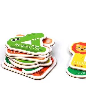 Children's educational magnetic alphabet animal puzzles with animal illustrations and words