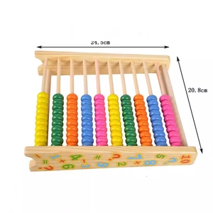 Multicolor wooden abacus educational toy for toddlers featuring 10 rows of colorful beads