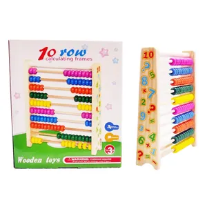 Colorful 10-row wooden abacus counting frame for kids with educational retail packaging