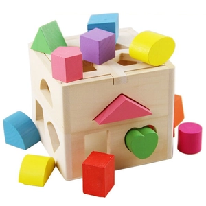 Montessori Wooden Shape Sorter Toy Intelligence Box Geometric Blocks Early Educational Learning Toy For Toddlers Kids Gift