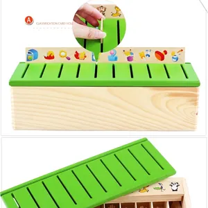 Wooden educational classification box with animal cards for kids early learning