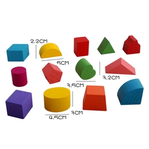 Colorful wooden geometric puzzle blocks set with various shapes for early learning