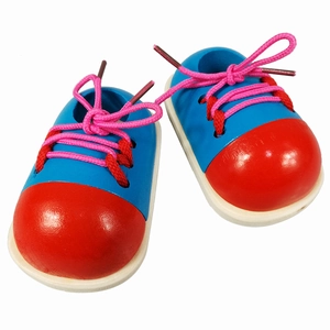 Montessori Wooden Learning To Tie Shoelaces Toy For Kids Toddlers Educational Fine Motor Skills Training Birch Wood Shoe Game