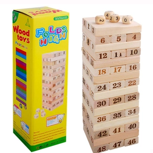 Blocs de Tour à Empiler en Bois de Peuplier Naturel Numérotés Éducatifs Coordination Oeil Main Jeu de Famille pour Enfants Adultes