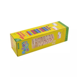Jeu de tour infernale classique en bois de 48 pièces dans sa boîte cadeau jaune vif