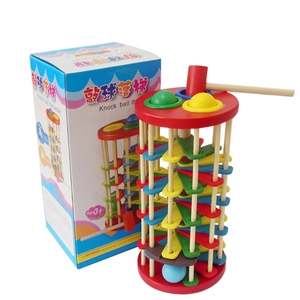 Wooden Knock Ball Ladder Toy For Toddlers Educational Montessori Spiral Ball Drop Game Hand Eye Coordination Rainbow Hammering Toy