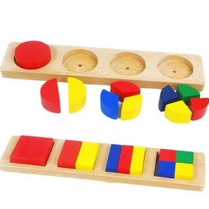 8-piece Montessori wooden geometric shape puzzles for early childhood fraction learning