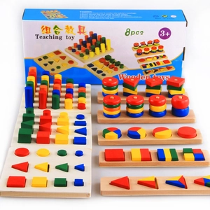 8-piece set Montessori wooden geometric matching toys for preschool learning and sorting
