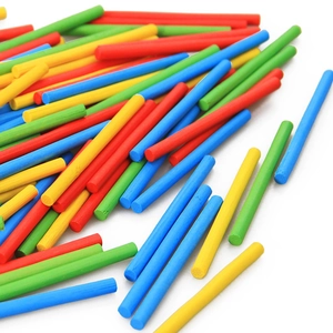 Close-up of multicolored bamboo counting sticks for children's math early education