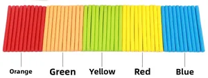 Colorful bamboo counting sticks in five bright shades for early math learning and education