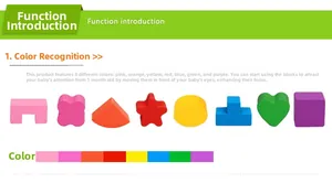 Detail of colorful wooden building blocks in various shapes for children's color learning