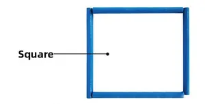 Blue bamboo arithmetic sticks arranged in a square shape for geometry learning