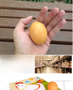 Detailed size view of wooden hen growth puzzle with dimensions of the realistic egg toy