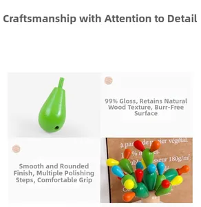 Detail of smooth polished wooden cactus toy blocks with safe rounded edges