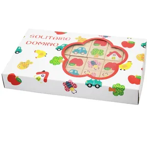 28 pieces wooden animal dominoes puzzle blocks for kids in a window display box