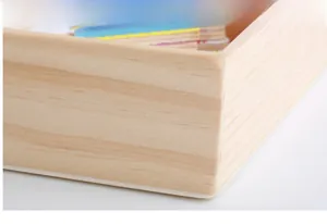 Detail of premium wooden storage box with smooth rounded edges for rabbit puzzles