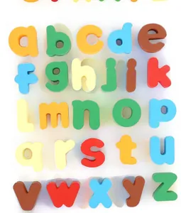 Set of 26 colorful lowercase wooden alphabet letters for kids early learning educational toy