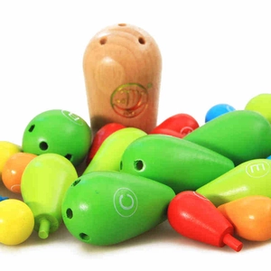 Educational wooden cactus stacking toy with colorful letter blocks for kids learning