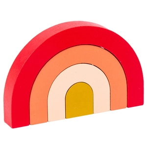 Educational multilayer wooden rainbow stacker puzzle blocks in vibrant gradient colors