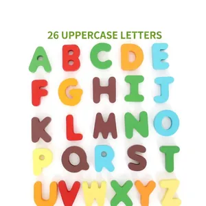 Educational 26 wooden alphabet blocks set with colorful uppercase letters for toddler learning