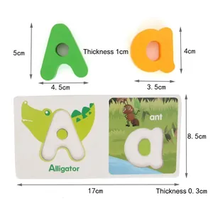 Wooden alphabet puzzle for toddlers with letter A and alligator illustration