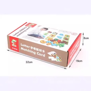 Educational alphabet matching puzzle cards set in colorful packaging box for preschoolers