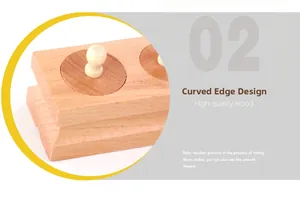 Macro detail of the smooth curved edge design on beechwood Montessori cylinder blocks