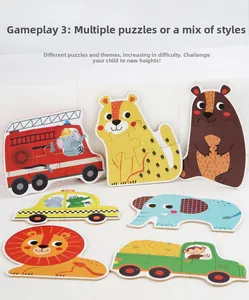 Detailed collection of 6-in-1 animal and vehicle jigsaw puzzles for kids aged 3 to 6
