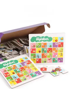 Detailed alphabet matching puzzle cards for kids learning letters and words in a purple box