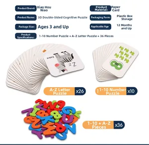 Jeu de cartes éducatives alphabet et chiffres avec pièces en mousse 3D pour enfants