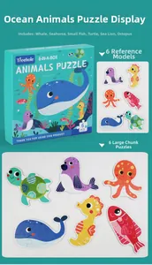 Detail showing 6-in-1 marine animal large piece puzzles for kids ages 3-6