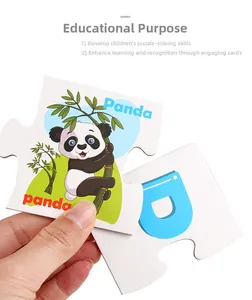 Close-up of thick panda alphabet puzzle card showing English letter P and word Panda