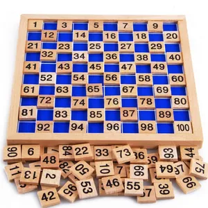 Montessori Wooden One To One Hundred Number Board Math Learning Educational Toy For Kids Digital Grid Counting Puzzle Game Gift