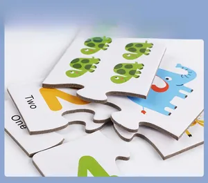 Close-up of thick edge puzzle pieces for toddler math learning and number matching