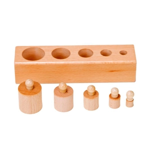 Montessori wooden cylinder blocks socket set with five varying sizes for early learning