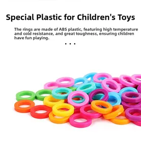 Detailed view of colorful ABS plastic stacking rings with high toughness for kids