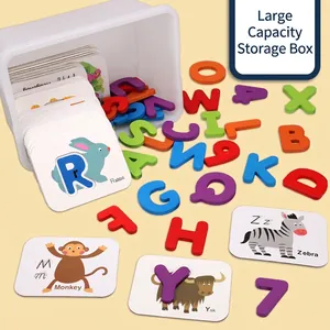 Cartes Correspondance Chiffres Alphabet Enfants Puzzle 3D Bois Jouet Éducatif Apprentissage Précoce Avec Boîte Cartes Cognitives