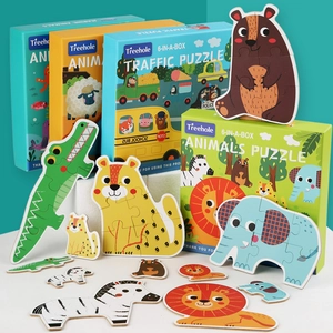 Preschool Children Wooden Jigsaw Puzzle Cartoon Animal Traffic Early Learning Cognitive Educational Toy Gift Toddlers